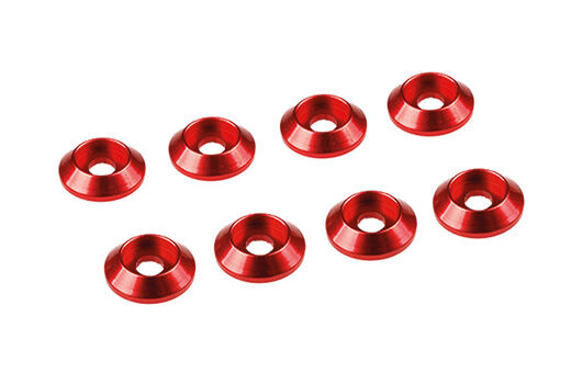Ultimate Racing 3MM ALUMINIUM CAP HEAD WASHER RED (8 pcs) / UR1521-R