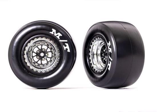 TRAXXAS Drag Slash Reifen auf Felge hi Weld chrome mit schwarz Mickey Thompson / TRX9476R