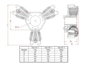 Extron Zylinderattrappe 50mm 3-Zylinder (Lasercut) / X8504