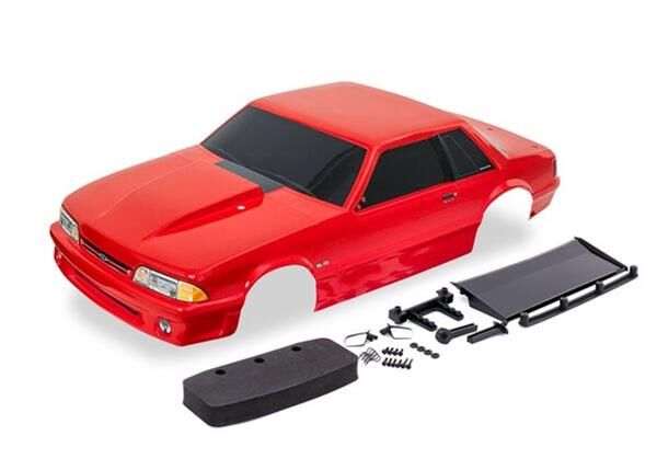 TRAXXAS Karo Ford Mustang Fox Body rot lackiert komplett / TRX9421R