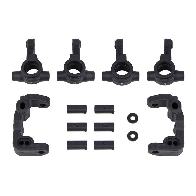 Team Associated RC10B6.4 -1mm Scrub Caster and Steering Blocks, carbon / AE91985
