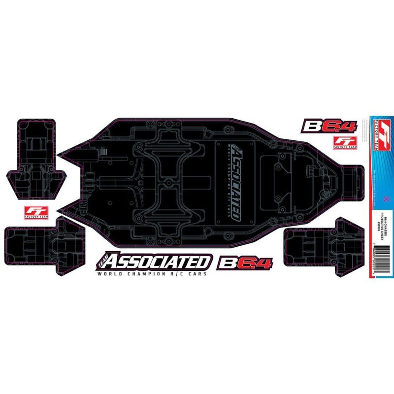 Team Associated RC10B6.4 FT Chassis Protective Sheet, +3mm, printed / AE91999