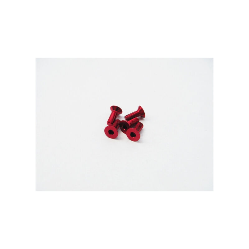 Hiro Seiko  Alloy Hex Socket Flat Head Screw M3x15  (4pcs | Red) / HS-48759