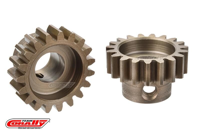 Team Corally M1.0 Pinion Short Wide Teeth Hardened Steel 19 Teeth Shaft Dia. 8mm / C-73819