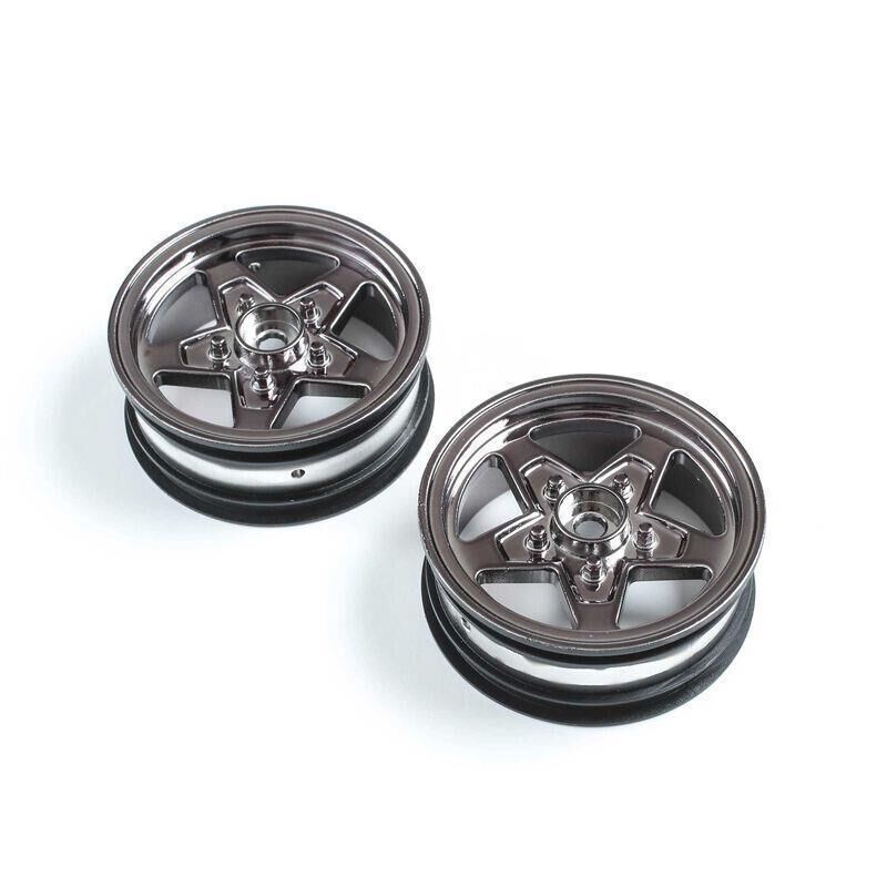 LOSI Ersatzteil Front Wheel, Black Chrome (2): 22S Drag / LOS43049