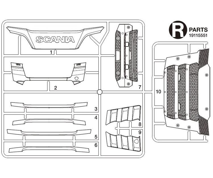 TAMIYA R-Teile Kühlergrill Scania S770 56368 / 319115551