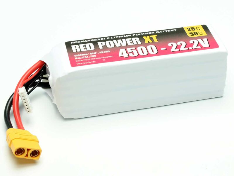 RED POWER LiPo Akku XT 4500 - 22,2V / 15436