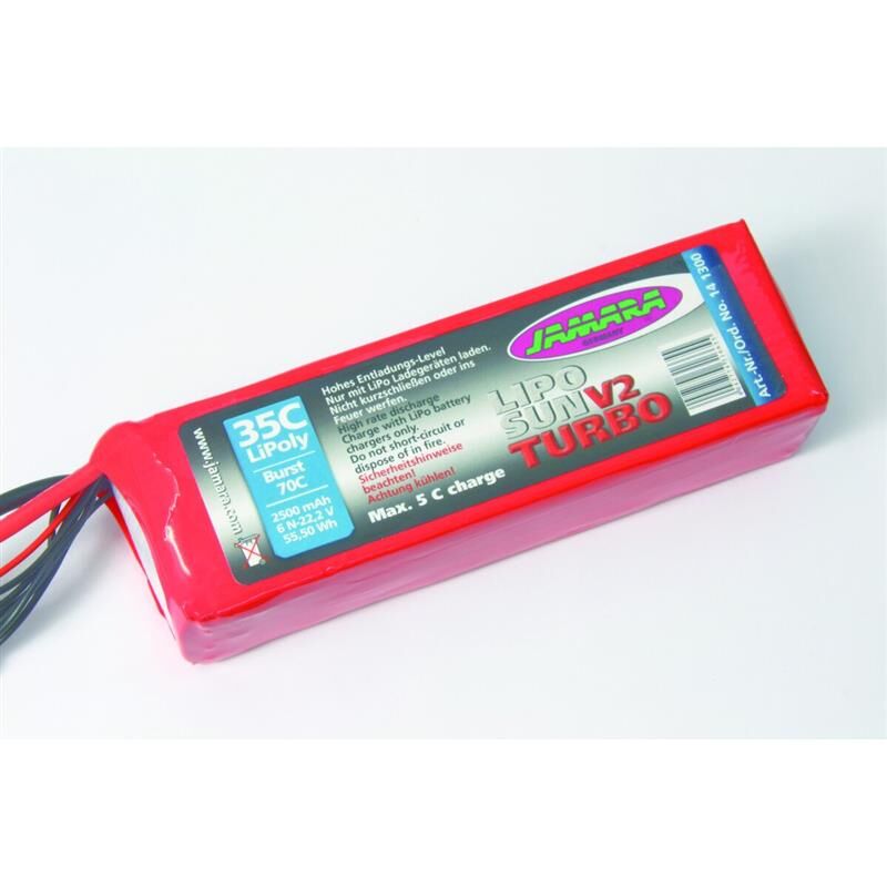 JAMARA Akkupack LipoSun V2 Turbo 22,2V 2500mAh 55,5Wh 35C/70C mit GPR Balancer Stecker 6N / 141300