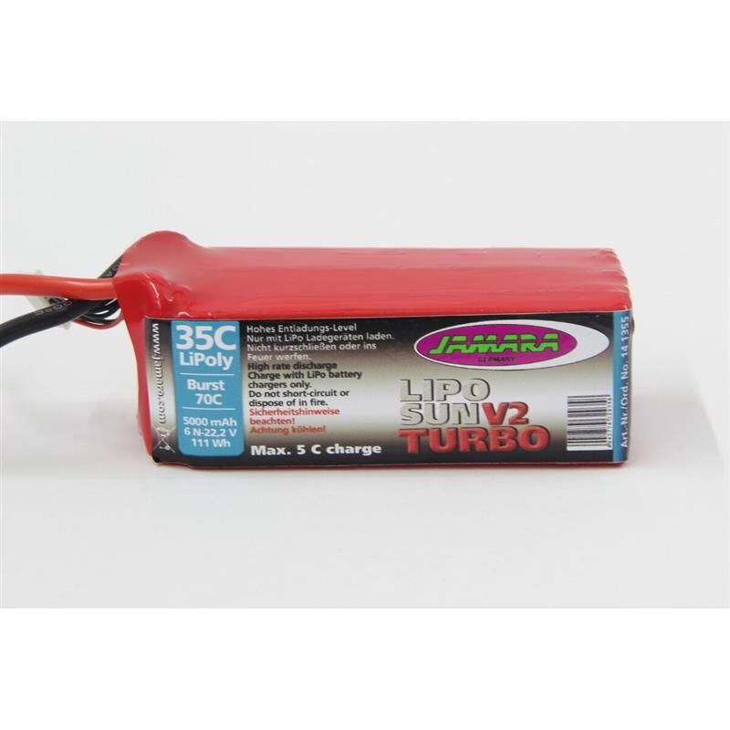 JAMARA Akkupack LipoSun V2 Turbo 22,2V 5000mAh 35C/70C mit GPR Balancer Stecker 6N / 141355