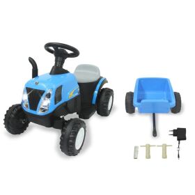 JAMARA Ride-on Traktor New Holland mit Anhänger blau 6V / 460482
