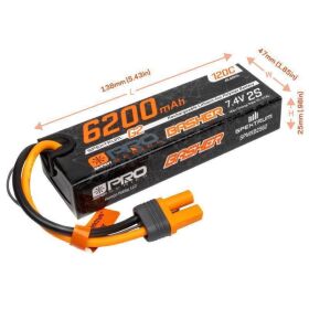 Spektrum Akku 6200mAh 2S 7.4V Smart Pro Basher LiPo 120C IC5 / SPMXB2S62