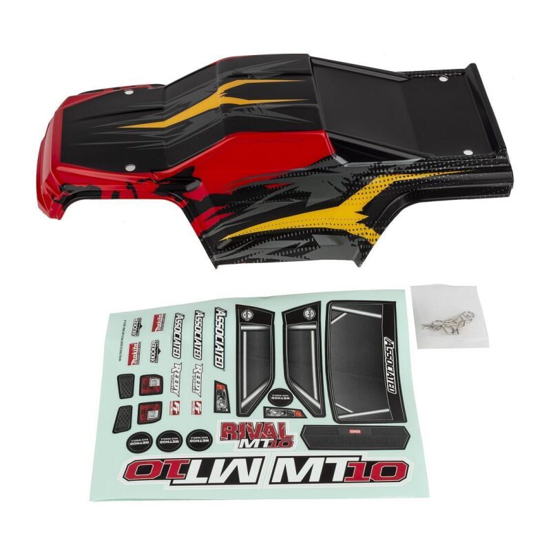 Team Associated RIVAL MT10 Body V2, red/yellow / AE25830