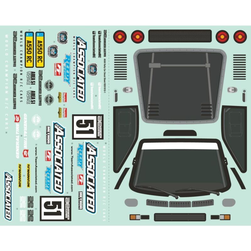 Team Associated Apex2 Sport, A550 Decal Sheet / AE31913