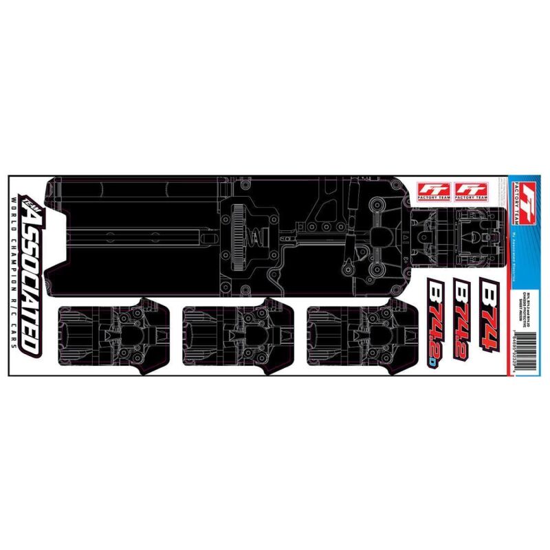 Team Associated RC10B74.2 FT Chassis Protective Sheet, printed / AE92329