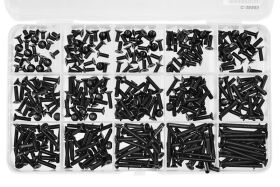 Team Corally Ersatzteil Screw Set M3 Hex Flat Head DIN 7991 Steel Black 10.9 Grade 15 Sizes 375 pcs / C-38505