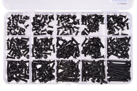 Team Corally Ersatzteil Screw Set M3 Hex Flat Head DIN 7991 Steel Black 10.9 Grade 15 Sizes 375 pcs / C-38505