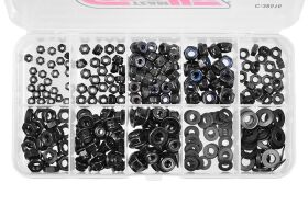 Team Corally Ersatzteil Nuts Lock Nuts Washers Set M2 M2.5 M3 M4 Steel Black 10 Sizes 320 pcs / C-38516