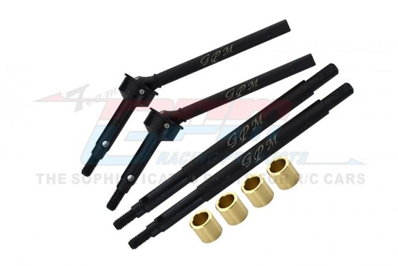 GPM TRAXXAS TRX-4M black MEDIUM CARBON STEEL FRONT CVD AND (+5MM) REAR AXLE SHAFT SET / GPMTRX4M032S+5BK