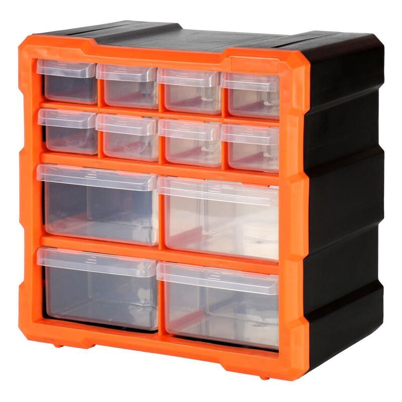 Robitronic Kleinteilemagazin mit 12 Schubladen Orange / R14037O