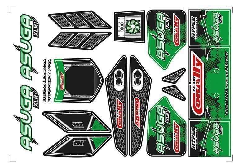 Team Corally Body Decal Sheet Asuga ASUGA XLR GREEN 1 pc / C-00180-858-G