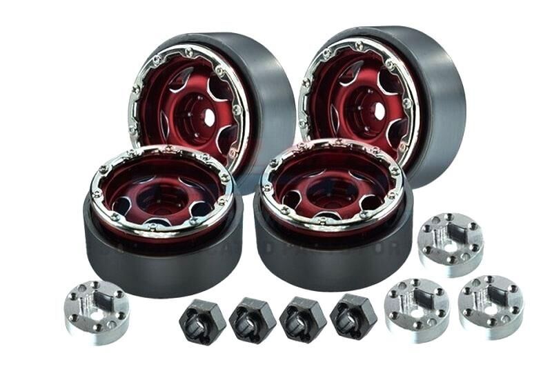 GPM TRX-4M, SCX24 Beadlock-Felgen-Set Alu 1.0 Stern (1 Set/4 Stück) rot / GPMTRX4MZSP1219R