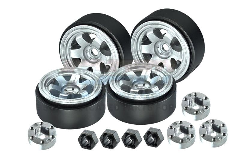 GPM TRX-4M, SCX24 Beadlock-Felgen-Set Alu 1.0 6Loch (1 Set/4 Stück) silber / GPMTRX4MZSP1221S