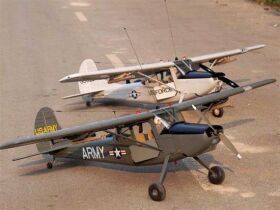 VQ Model Leichtflugzeug der US Army L-19 Birddog 55 silber / olive 1700 mm