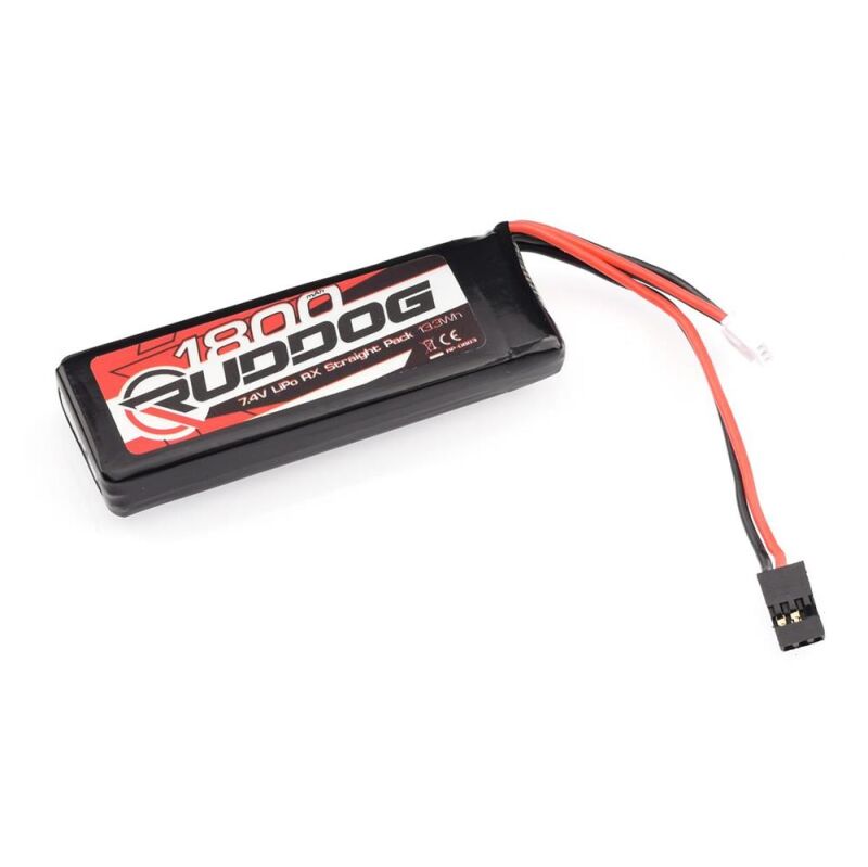 RUDDOG 1800mAh 7.4V LiPo RX Straight Pack (89x29x12mm | Onroad) / RP-0683