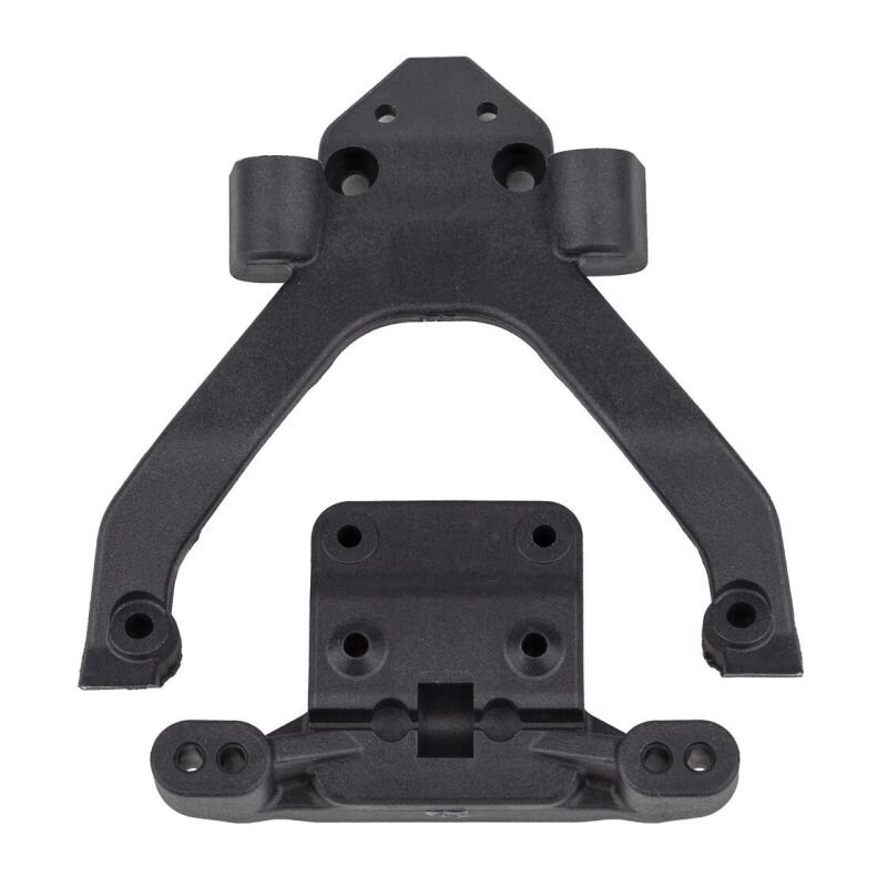 Team Associated RC10B6.4 FT Front Top Plate and Ballstud Mount, angled, carbon / AE71183