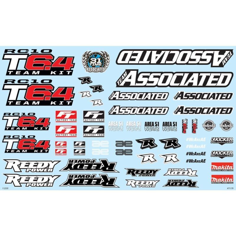 Team Associated RC10T6.4 Decal Sheet / AE71179