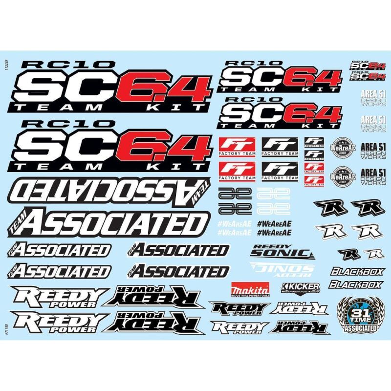 Team Associated RC10SC6.4 Decal Sheet / AE71180