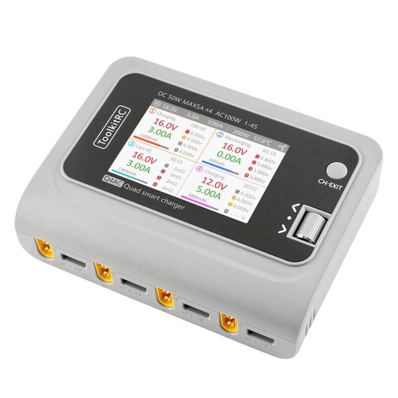 ToolkitRC Q4AC LiPo 1-4S 5A 4 Kanal Ladegerät AC/DC / TK12000