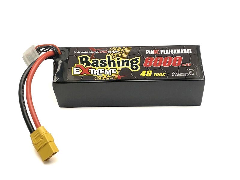 Pink Performance Extreme Bashing LiPo 4S 14.8V-8000-100C Multi 157x53x42mm 760g / PP3-4S8000-M