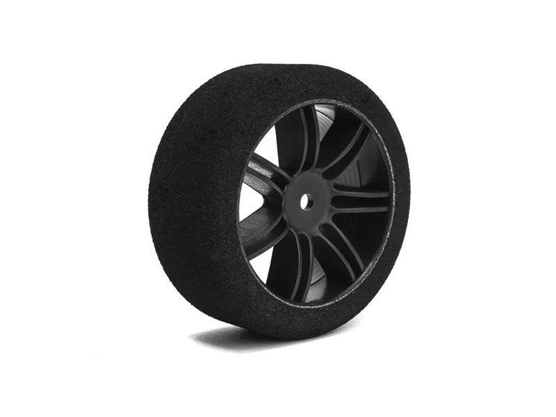 HOTRACE 1/10 Verbrenner-Onroad Moosgummi-Reifen Härte 32 auf Felgen Carbon vorne 66mm (2) / HRE005-0121