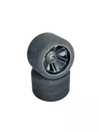 HOTRACE 1/10 Verbrenner-Onroad 235mm Moosgummi-Reifen Härte 32 auf Felgen schwarz hinten (2) / HRE007-0082