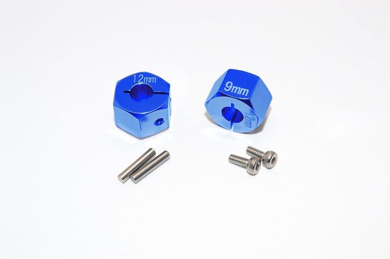 GPM Tamiya TT02 Alu Sechskant-Radmitnehmer-Set 12 x 9 mm (2) blau / GPMTT2B010/12X9B