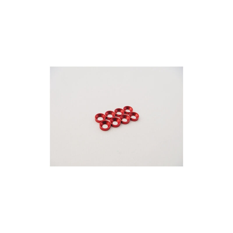 Hiro Seiko M2.5 Aluminum Countersunk Washer (S-Size) [Red] (8pcs) / HS-48878