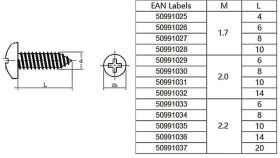 Robbe Modellsport Blechschrauben Kreuzschlitz 2,2x10mm 30Stk. Edelstahl / 50991035