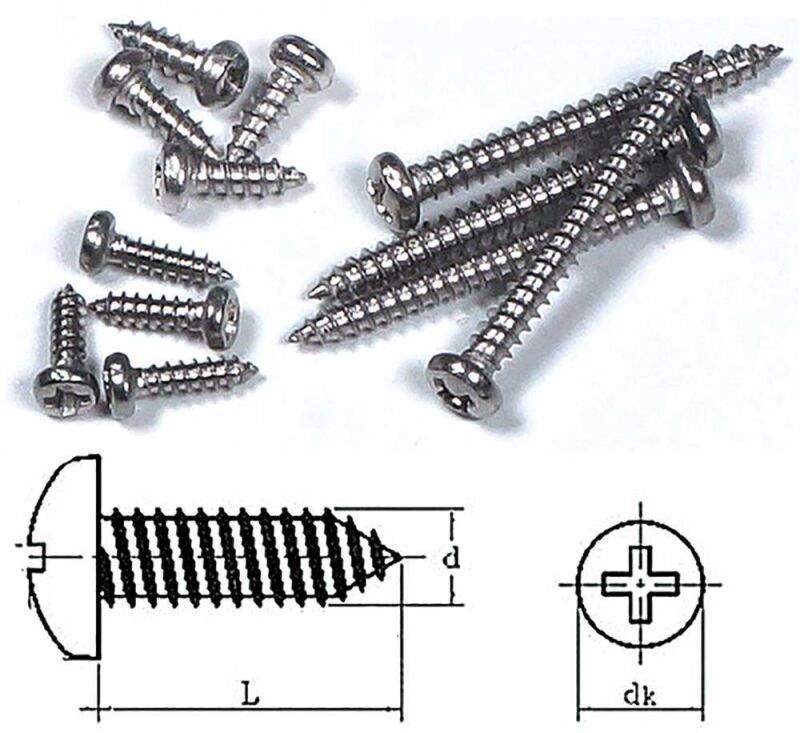 Robbe Modellsport Blechschrauben Kreuzschlitz 2,2x8mm 30Stk. Edelstahl / 50991034
