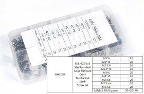 Robbe Modellsport Schraubenbox Flachkopf Kreuzschlitz, Muttern, Scheiben 240Stk. M2-M3 Edelstahl / 50991204