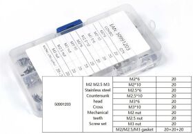 Robbe Modellsport Schraubenbox Senkkopf Kreuzschlitz, Muttern, Scheiben 240Stk. M2-M3 Edelstahl / 50991203