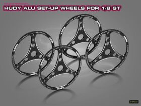 HUDY Alu Set-up Wheels für 1/8 GT (4) / HUD109672