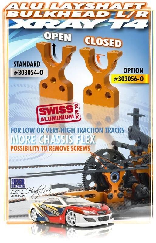 XRAY T4 Alu Mittelwelle Bulkhead geschlossen L/R Orange / XRA303056-O