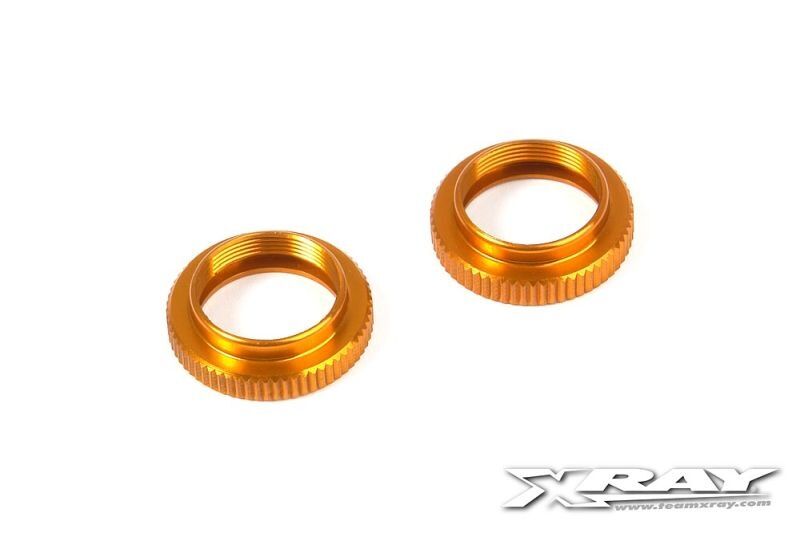 XRAY T4 Alu Rändelmutter für Dämpfer Orange (2) / XRA308042-O