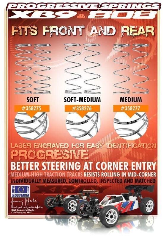 XRAY Federnset hinten PROGRESSIVE Soft-Medium 2 stripes (2) / XRA358276