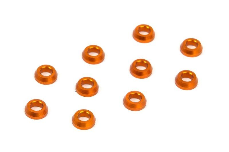 XRAY Alu Unterlegscheiben konisch 3x6x2mm orange (10) / XRA362280-O