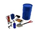 H-SPEED Deko 1/10 Set Ölfass groß, Gasflasche, Feuerlöscher, Schaufel, Kani / HSPY013