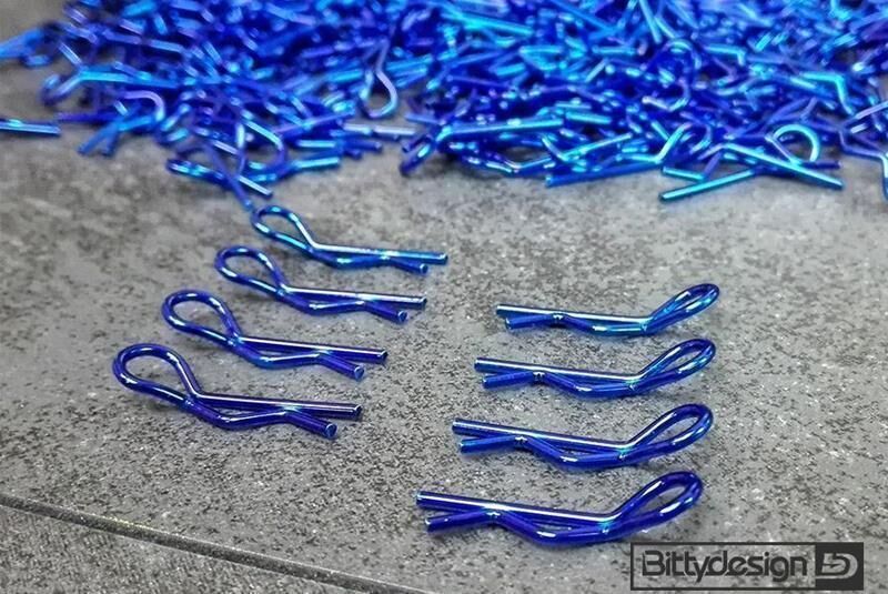 BittyDesign 1/10 Body Clips Kit 8pcs (4x Left + 4x Right) Blue / BD-BC-8BL