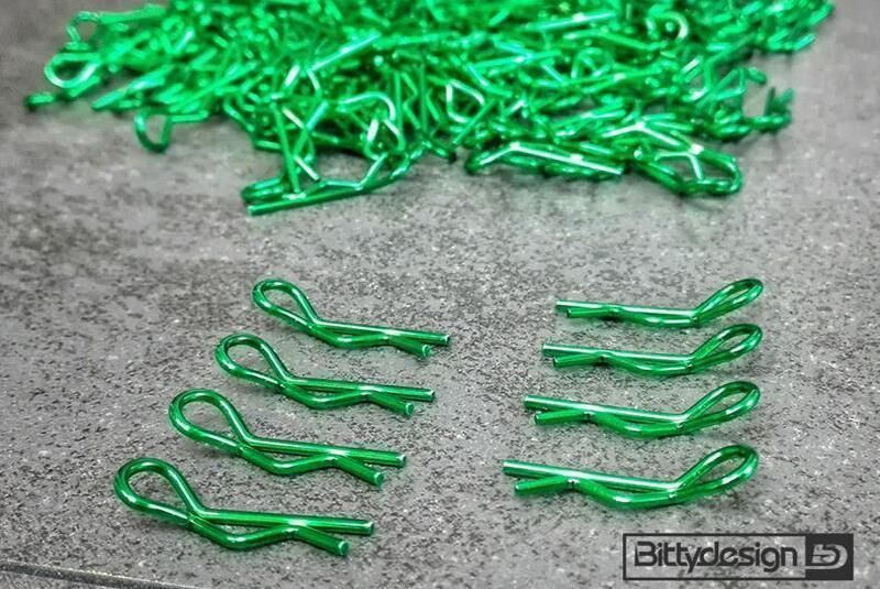 BittyDesign 1/10 Body Clips Kit 8pcs (4x Left + 4x Right) Green / BD-BC-8GR