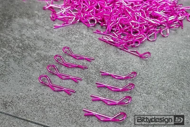 BittyDesign 1/10 Body Clips Kit 8pcs (4x Left + 4x Right) Pink / BD-BC-8P